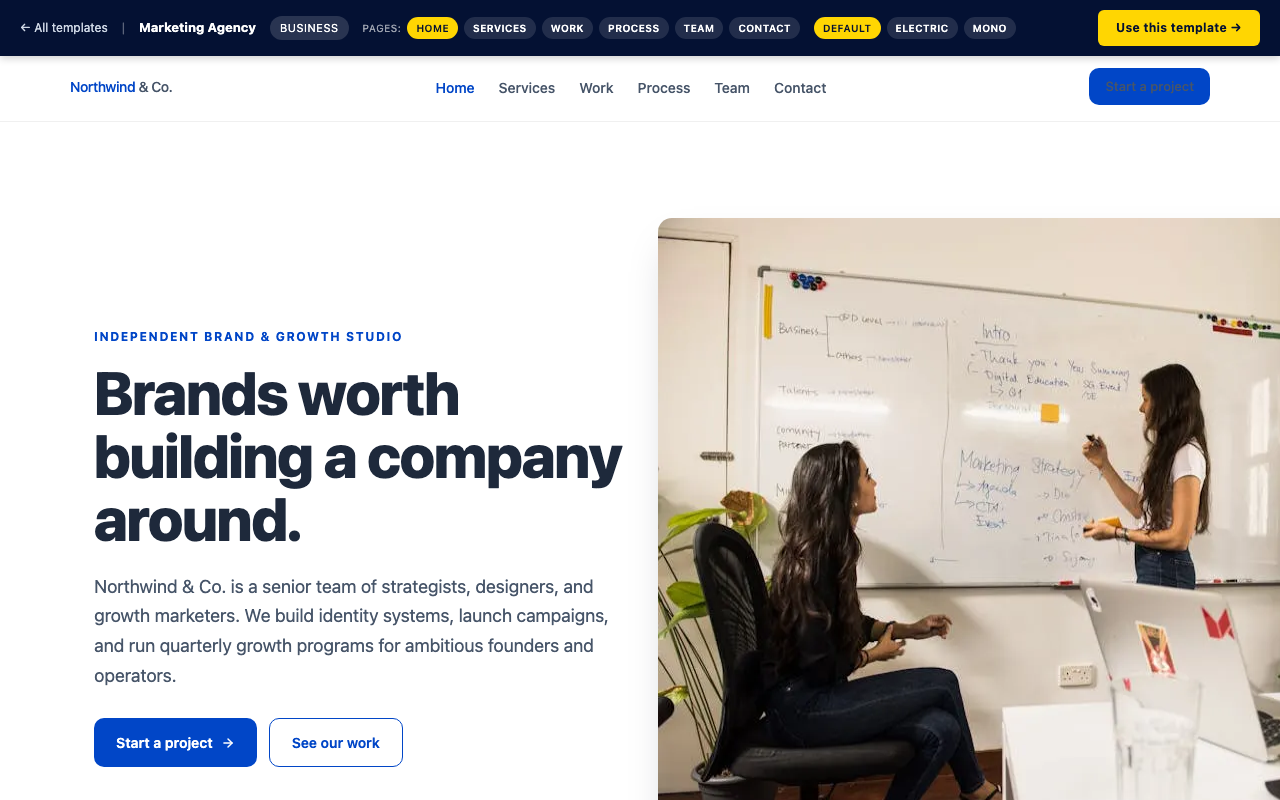Marketing Agency business website template preview