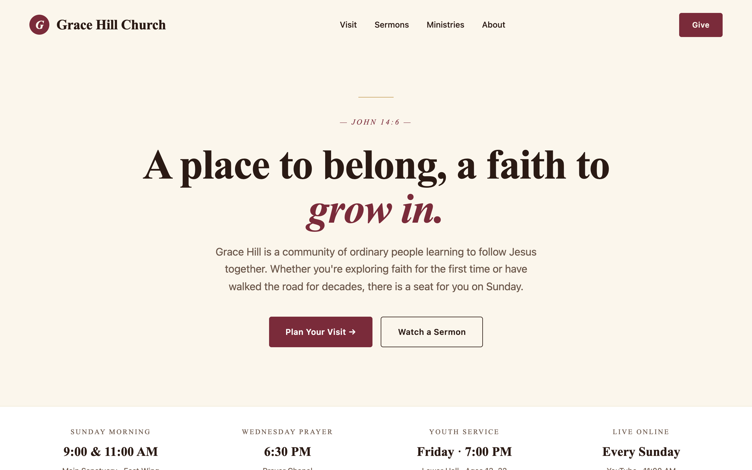 Church & Ministry community website template preview