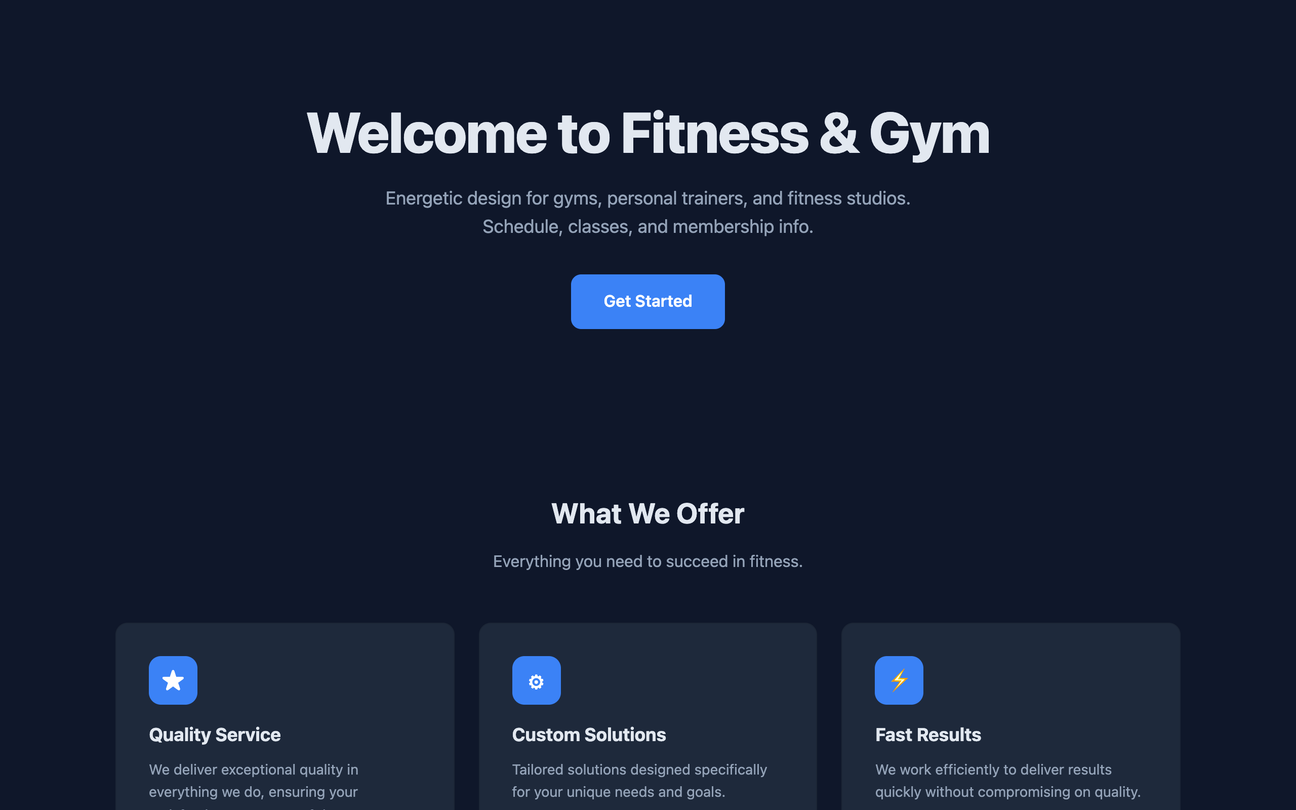 Fitness & Gym business website template preview