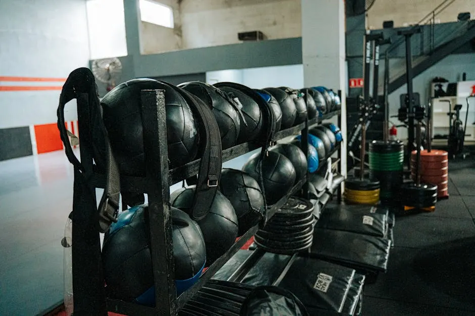 The Forge Athletic training floor with kettlebells and platforms set up for class