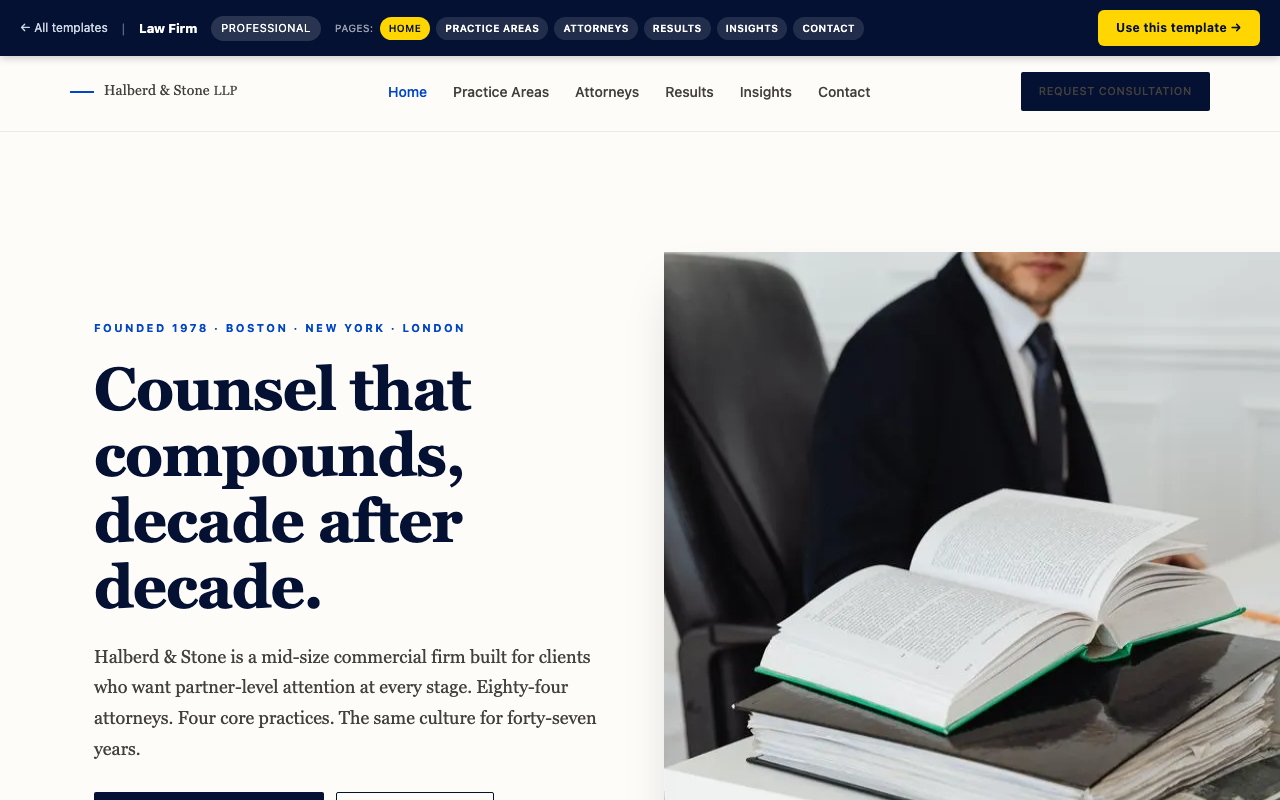 Law Firm professional website template preview