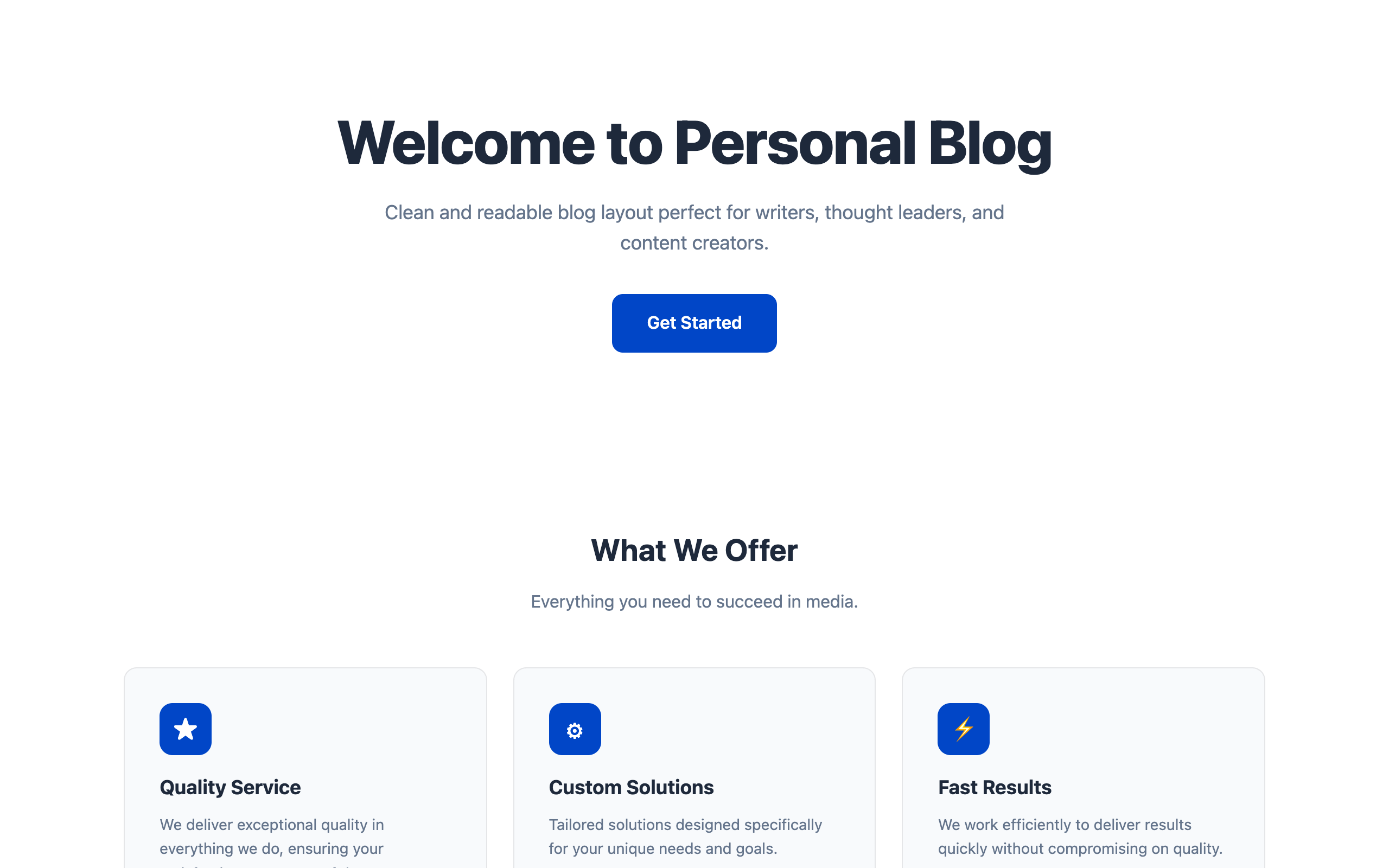 Personal Blog blog website template preview