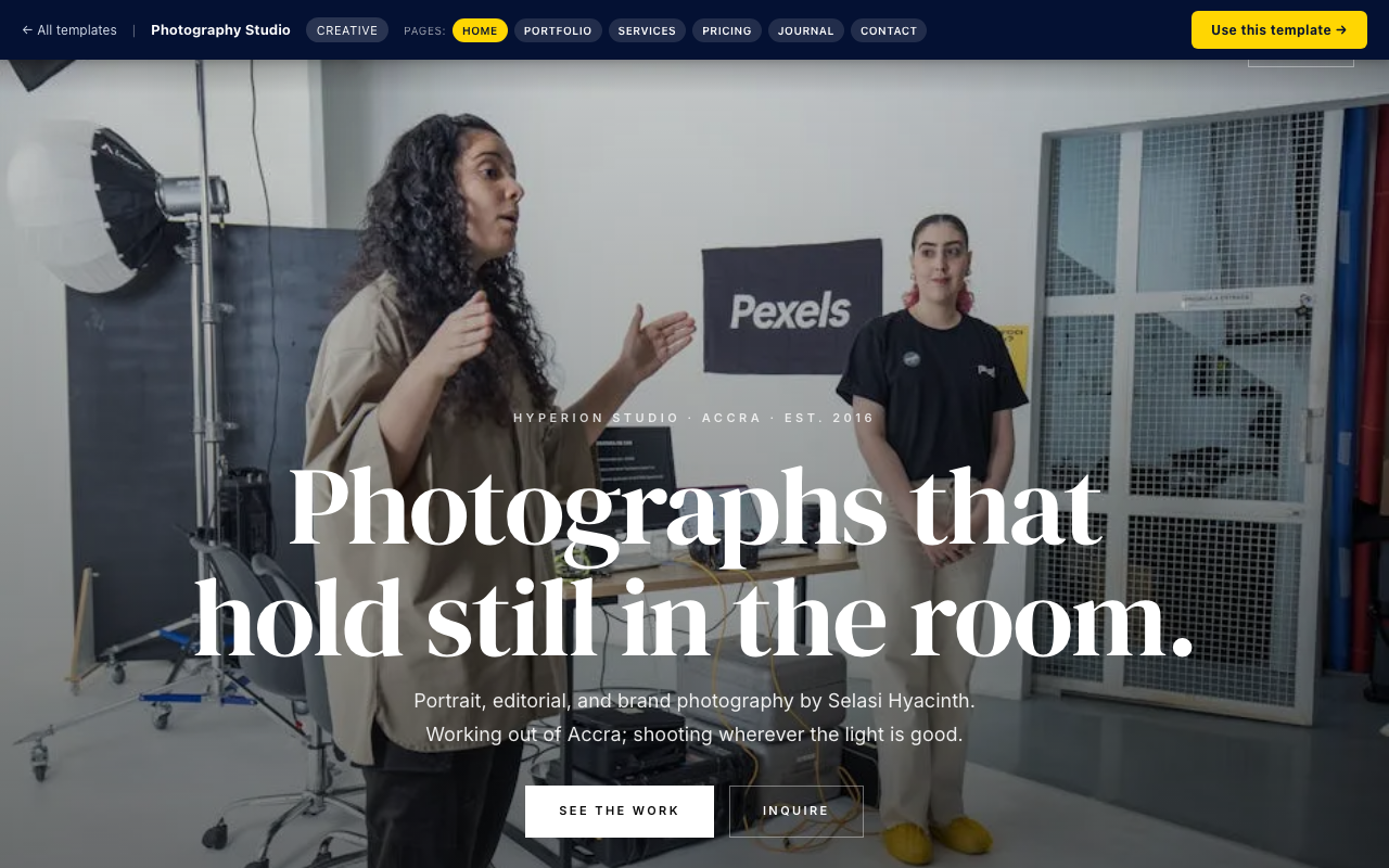 Photography Studio creative website template preview