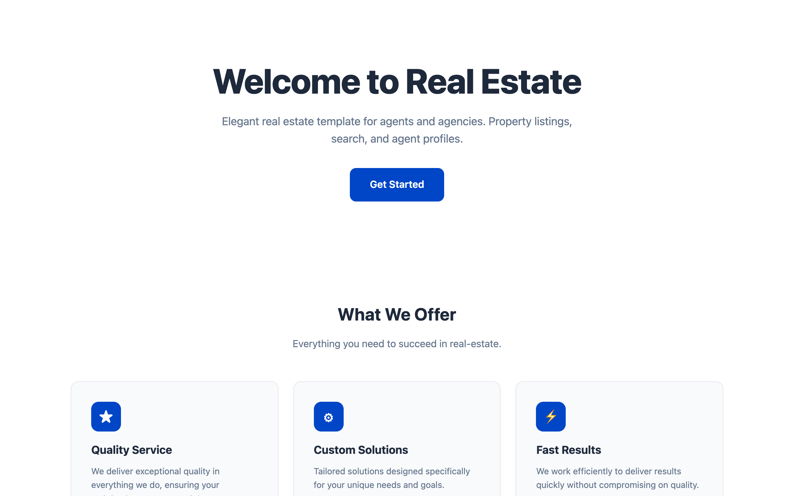 Real Estate business website template preview